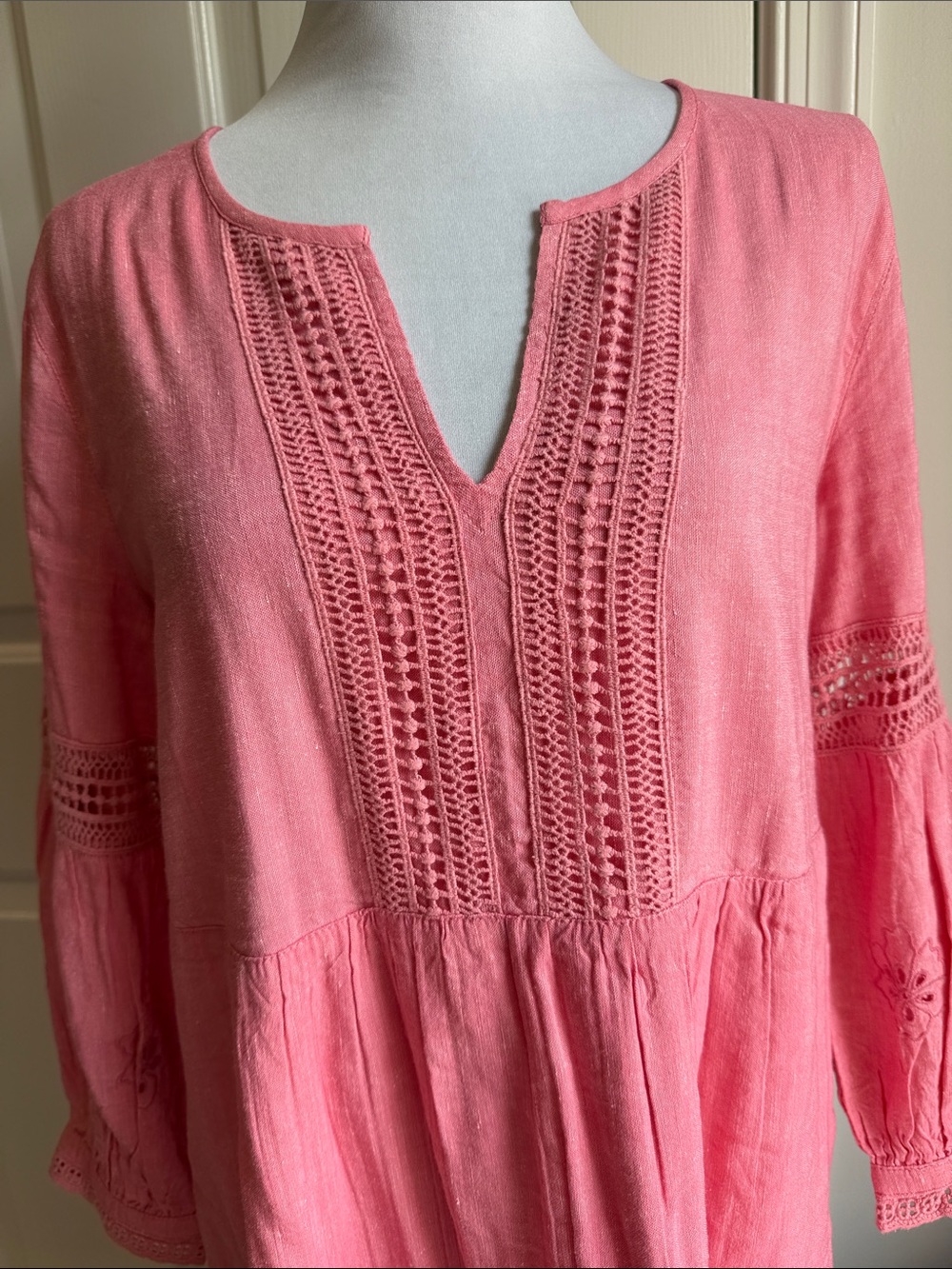NWOT Tommy Bahama Coral Pink Embroidered Midi Dress - Picture 2 of 6